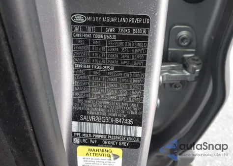 2013 Land Rover Range Rover Evoque Pure z USA, uszkodzony, nr VIN SALVR2BG3DH847435